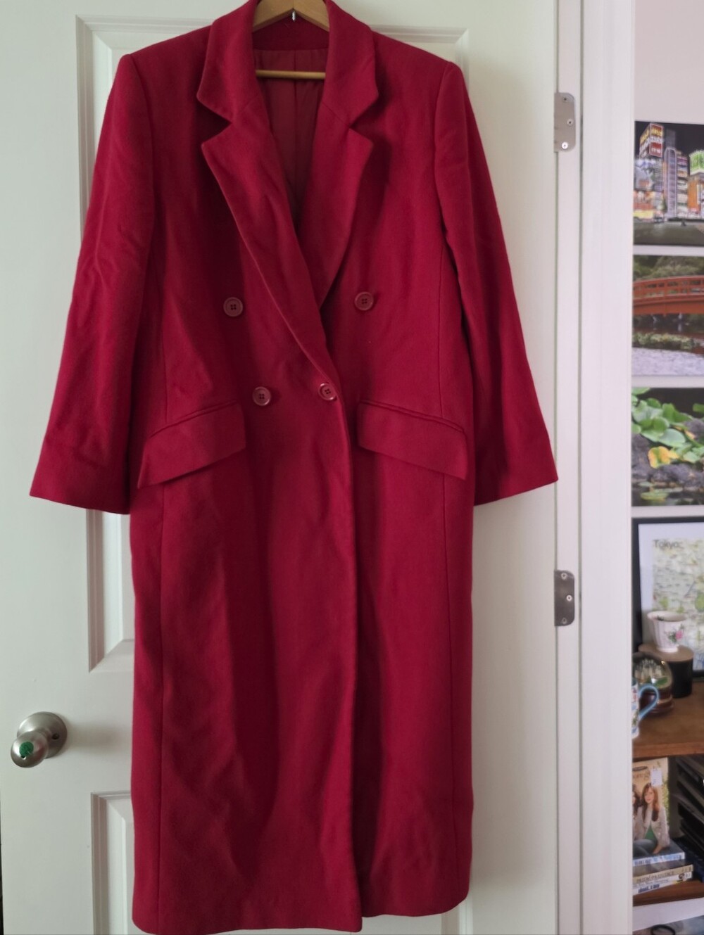 Vintage Cashmere Union Made 1960s  Double Breasted Long Overcoat Luxury Wmns L*